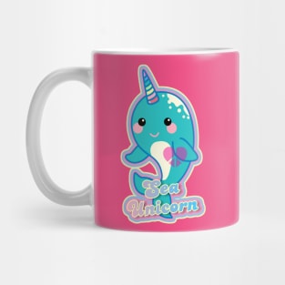 Sea Unicorn Narwhal Kawaii Design Mug